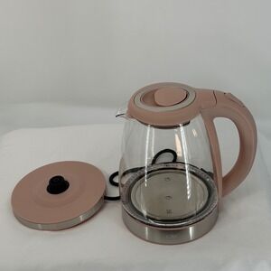 Cook With Color CWC Pink Electric Glass Kettle 1.8L 1200W CGLSK2 New